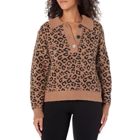 UGG Sweaters - UGG Mowery Fleece Top Brown Leopard Print Size Large